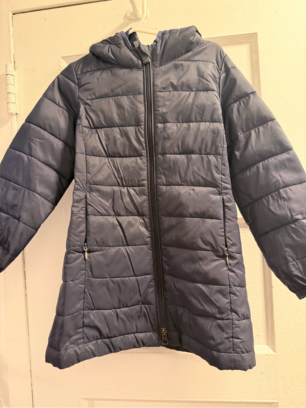 Amazon Essentials Girls' Hooded Long Puffer Coat - Navy Blue